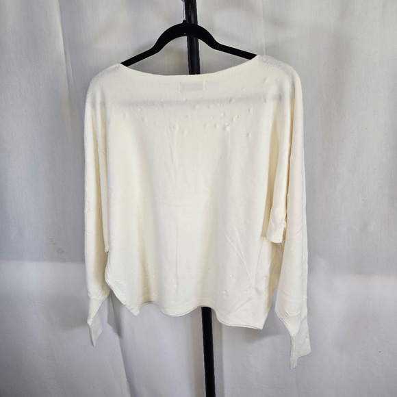 White Soft knit Sweater with Beads and Rhinestones - Picture 2 of 2